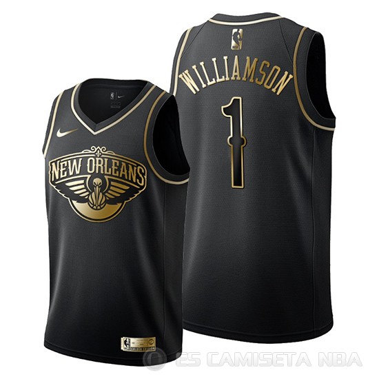 Camiseta Zion Williamson #1 Golden Edition New Orleans Pelicans Negro - Haga un click en la imagen para cerrar